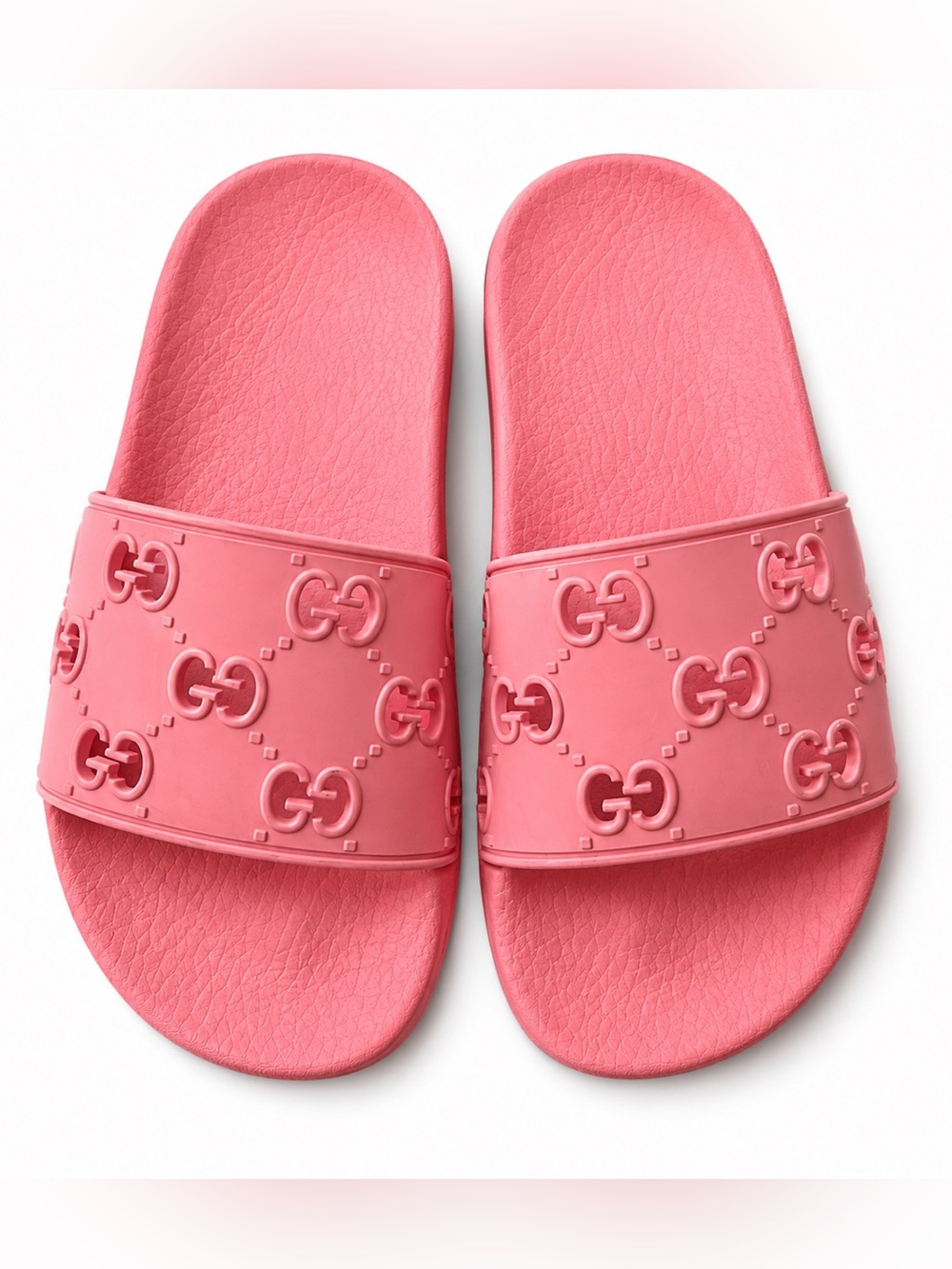 Gucci Coral Pink GG Embossed Slide Kid Sandals EU 26 9/9.5 US